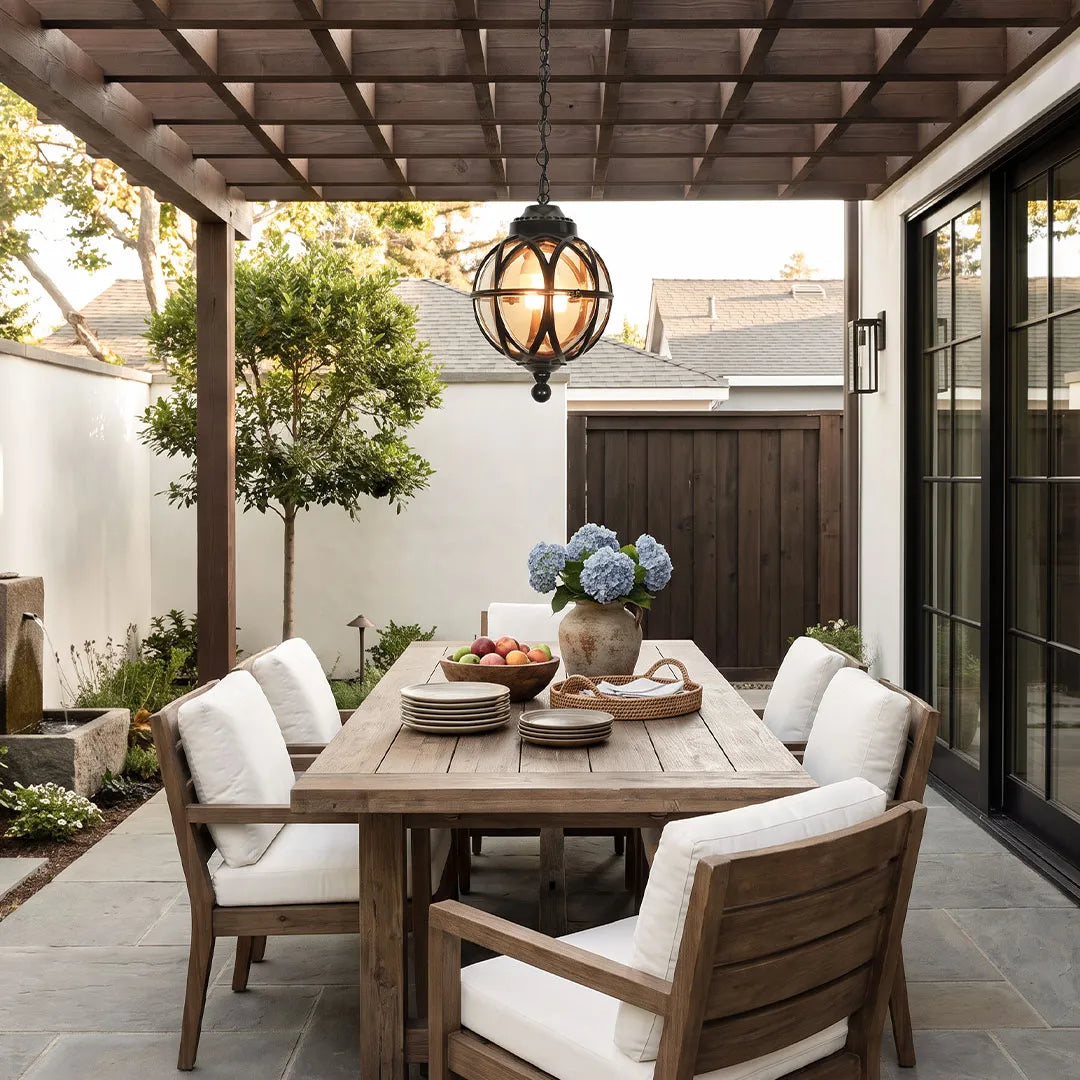 Metal Orb Pendant Light Globe Moisture Proof Outdoor Ceiling Light