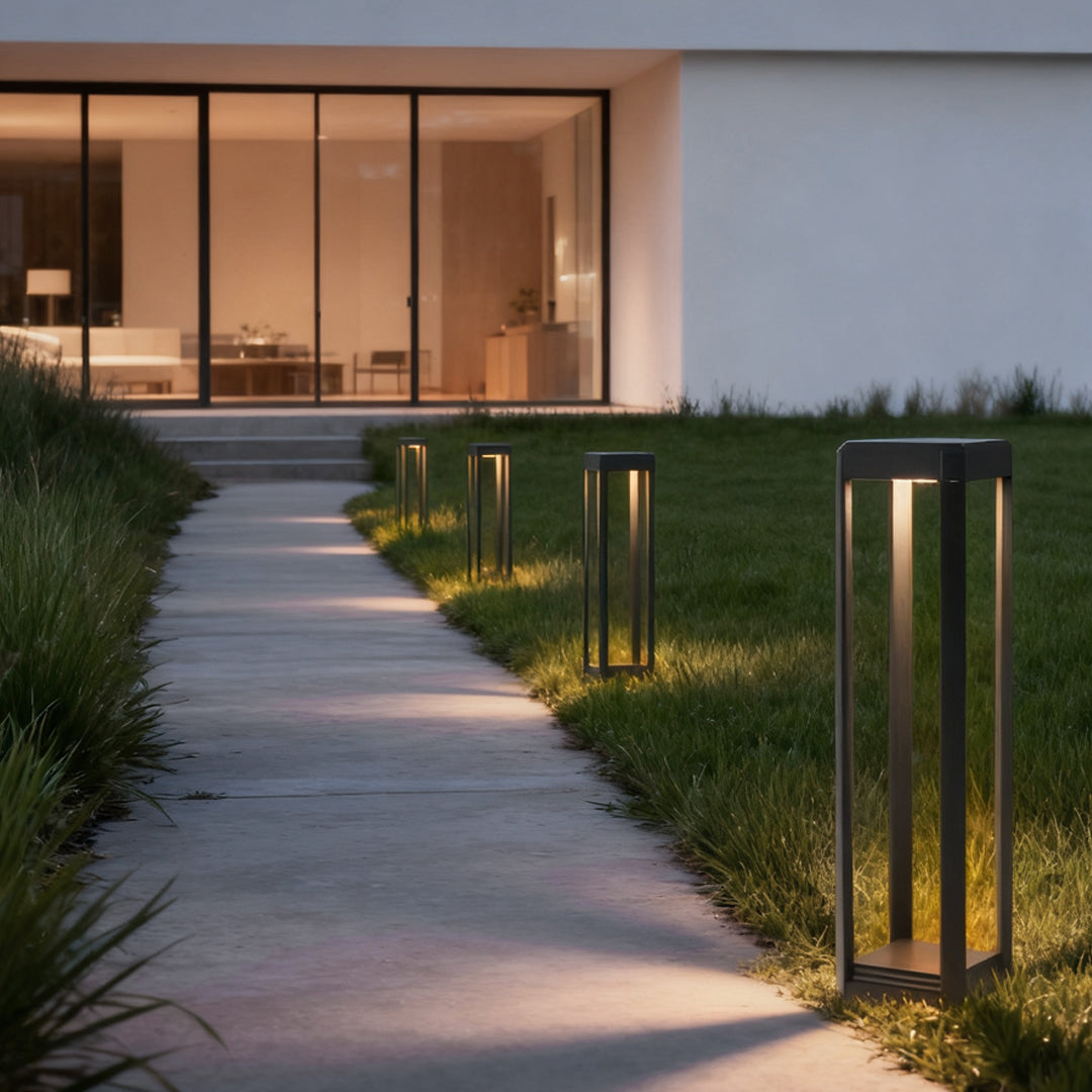 Metal Solar Pathway Lights Modern Black Aluminum Light