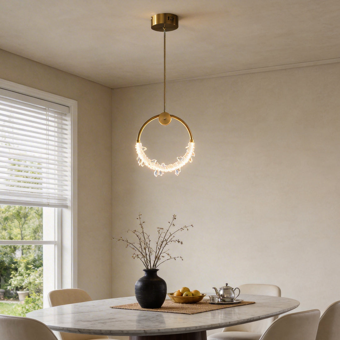 Mini Crystal Ring Pendant Light Modern LED Ceiling Light