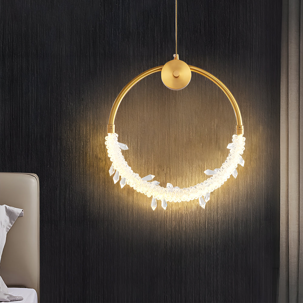 Mini Crystal Ring Pendant Light Modern LED Ceiling Light