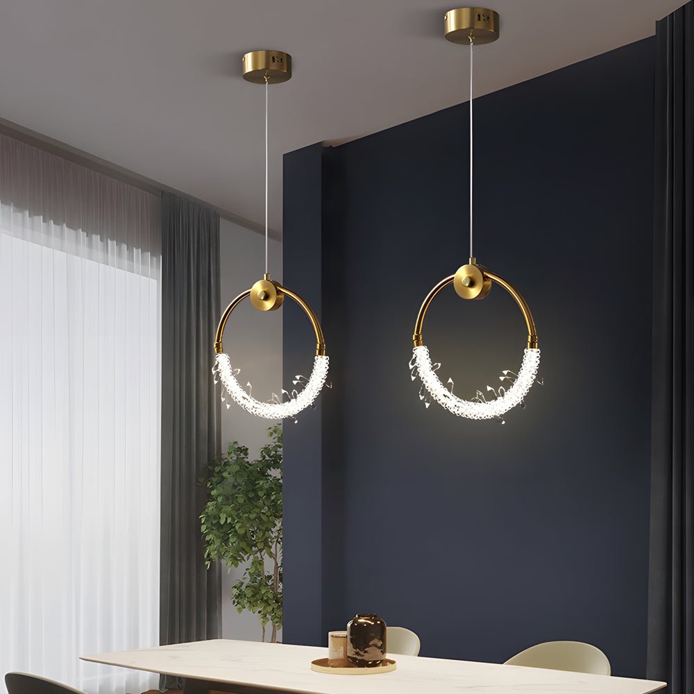 Mini Crystal Ring Pendant Light Modern LED Ceiling Light