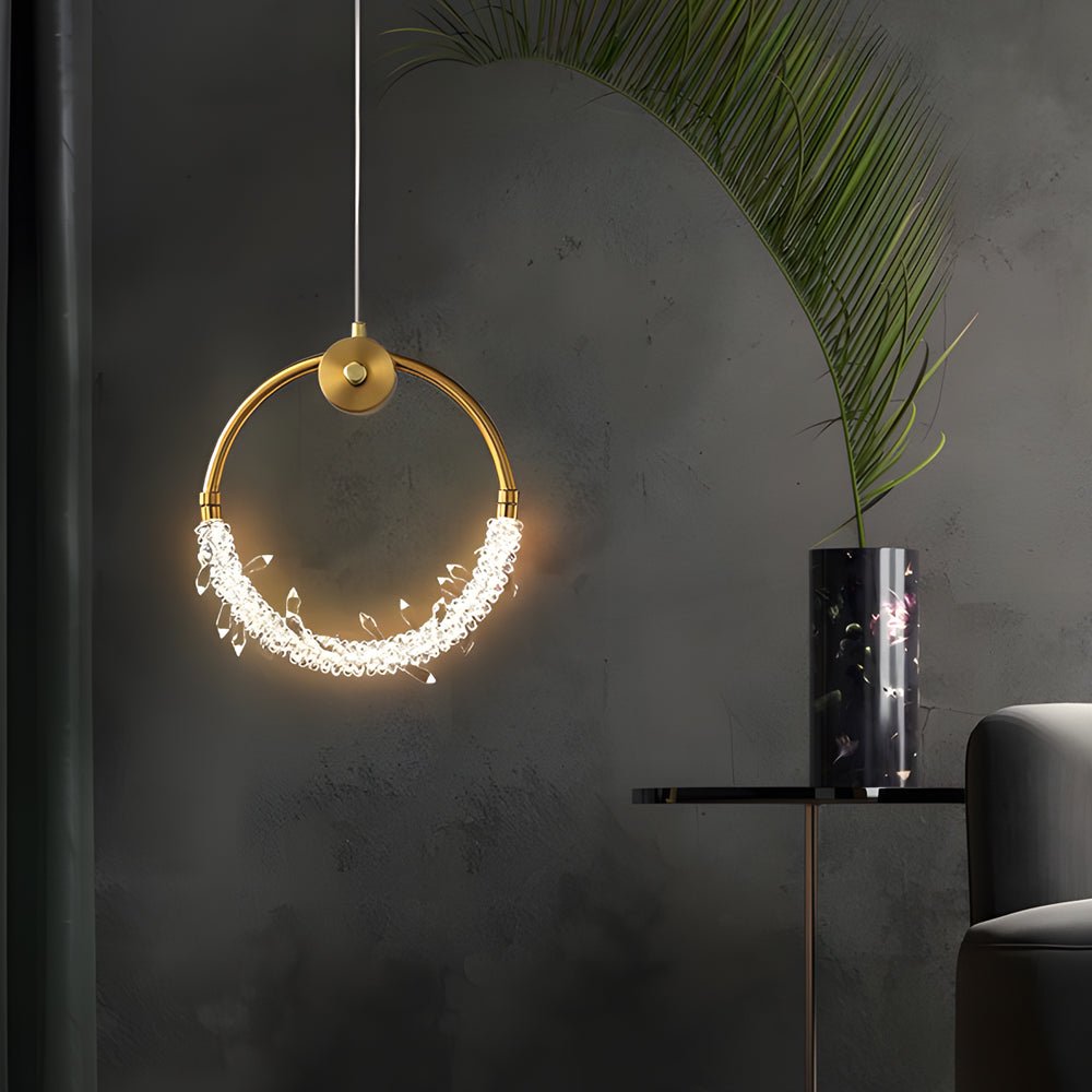 Mini Crystal Ring Pendant Light Modern LED Ceiling Light