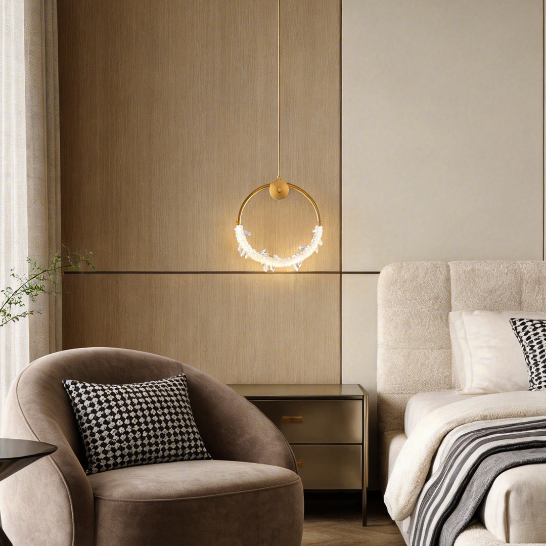Mini Crystal Ring Pendant Light Modern LED Ceiling Light