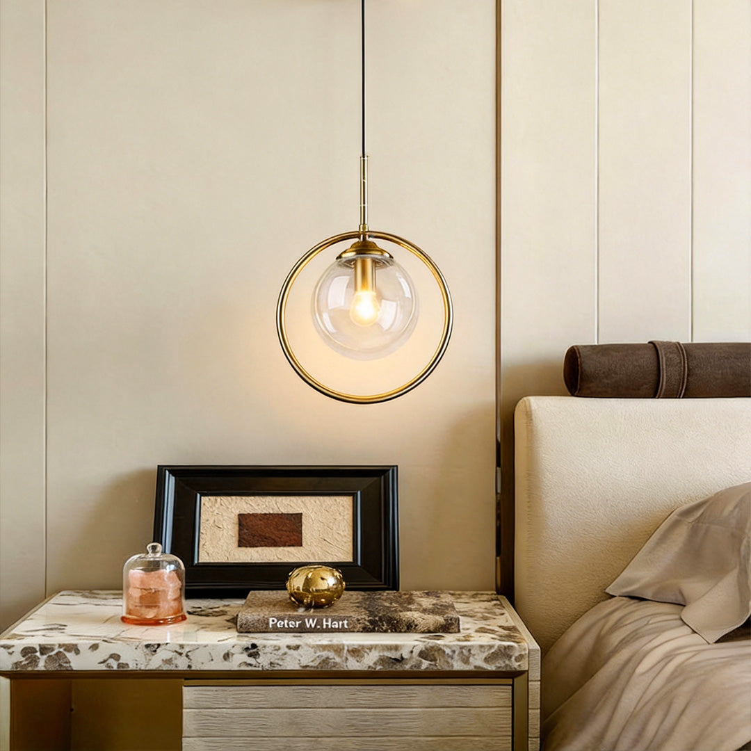 Mini Gold Pendant Light Nordic Metal Round Glass Ceiling Light