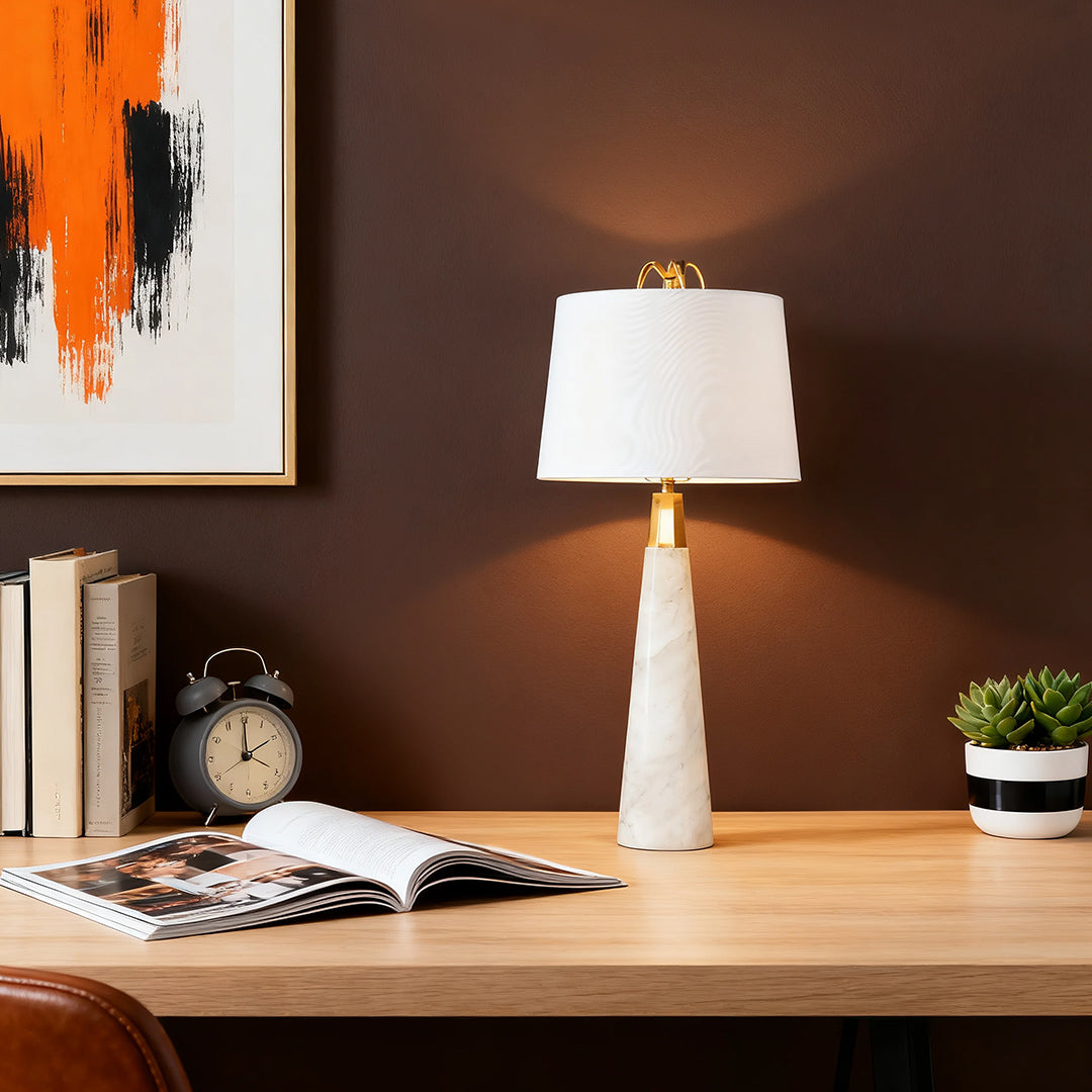 Nordic White Marble Tapered Table Lamp