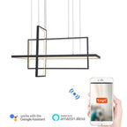 31.5'' Three-Part Futuristic Square Rectangular Hybrid Aluminum Chandelier with Capable Ambient Lights