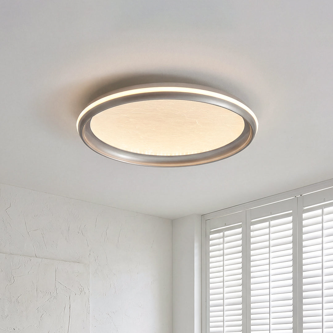 Metal Flush Mount Light Silver Finish White Acrylic Ceiling Light