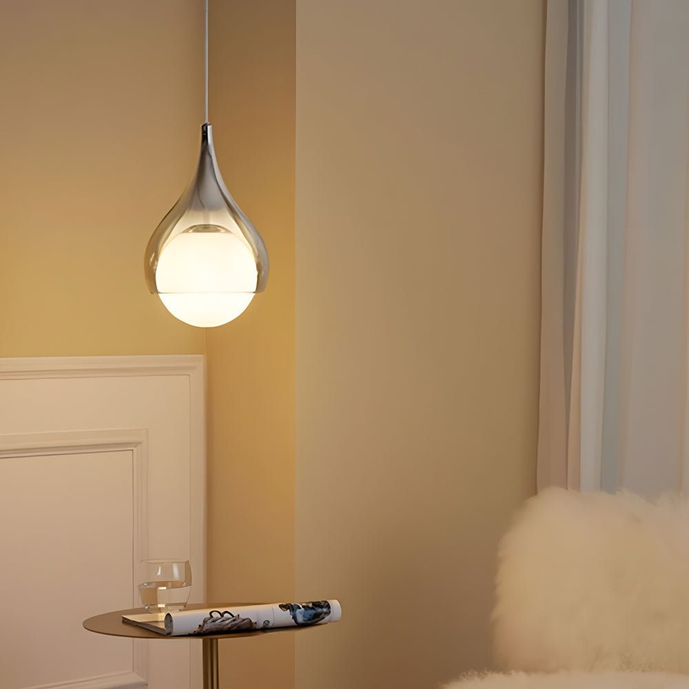 Modern 1-Light Teardrop Droplet Glass Pendant Light, Adjustable Height
