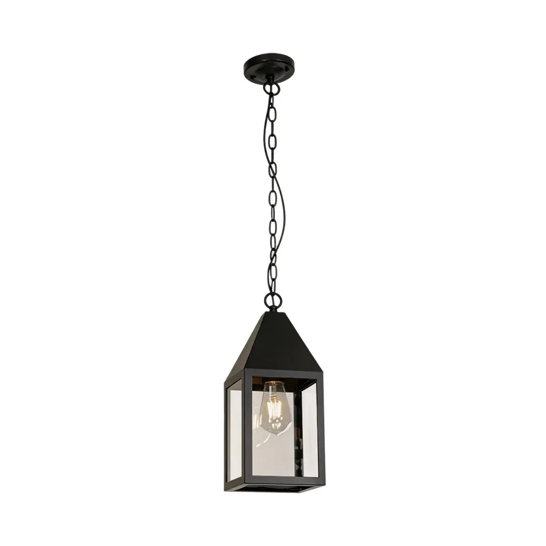 2 PCS Modern Black Outdoor Pendant Light Iron Hanging Lantern