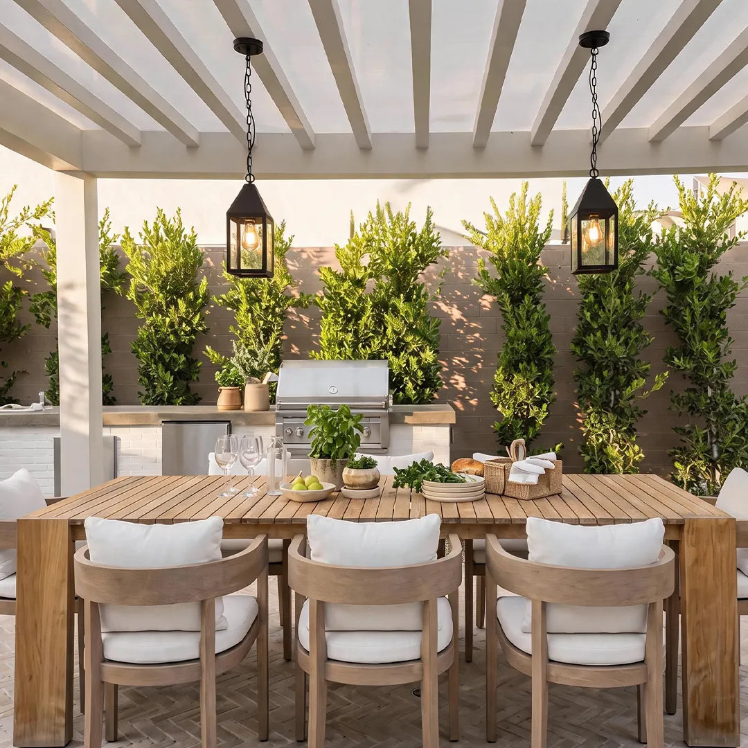 2 PCS Modern Black Outdoor Pendant Light Iron Hanging Lantern