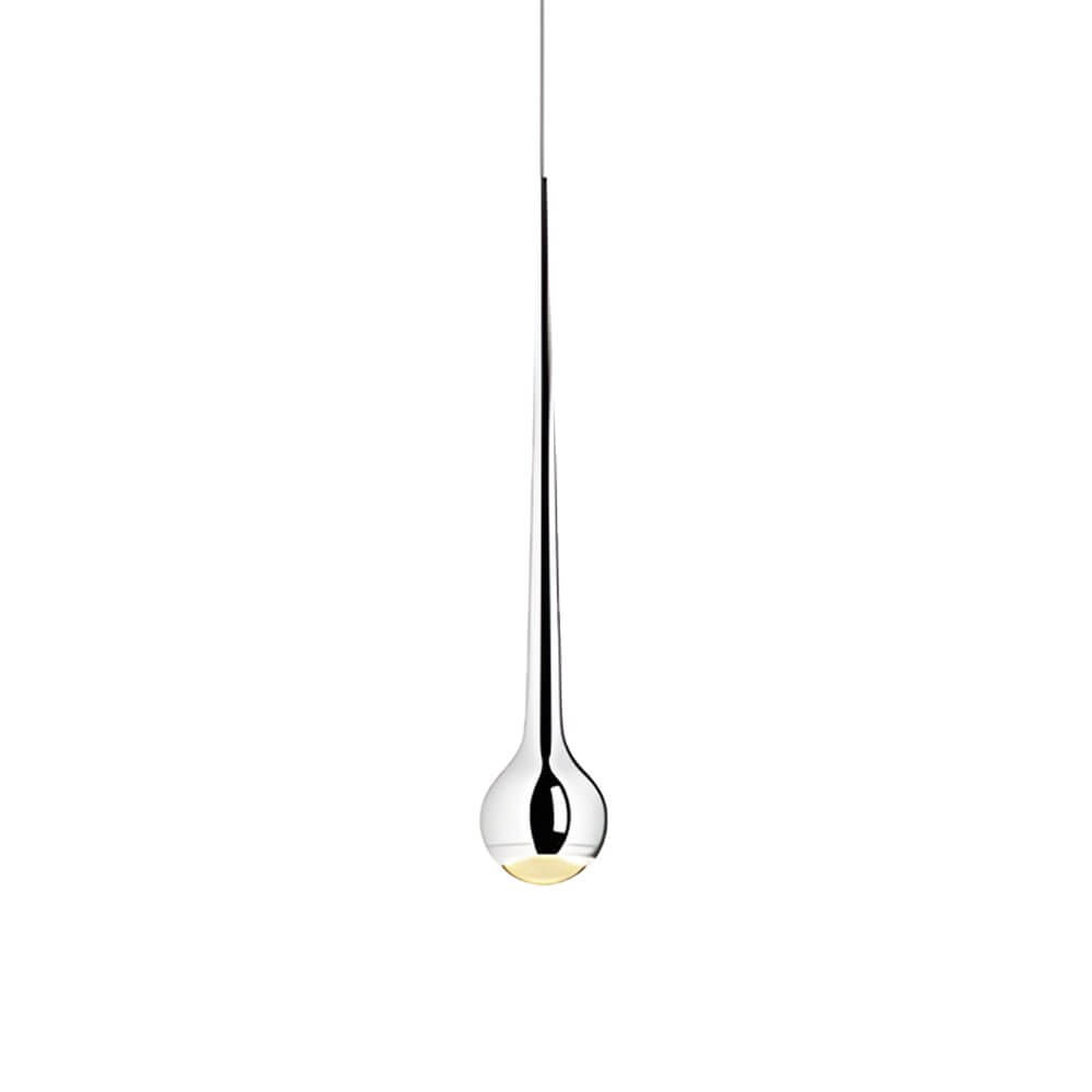 Modern Chromed Metal Single Water Drop LED Pendant Light