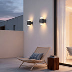 Modern Double Heads Wall Sconce Waterproof LED Black Outdoor Light