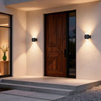 Modern Double Heads Wall Sconce Waterproof LED Black Outdoor Light