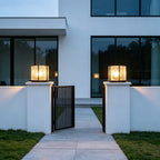 Outdoor Garden Pillar Lights Modern Metal Square Courtyard Light