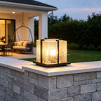 Outdoor Garden Pillar Lights Modern Metal Square Courtyard Light