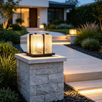Outdoor Garden Pillar Lights Modern Metal Square Courtyard Light