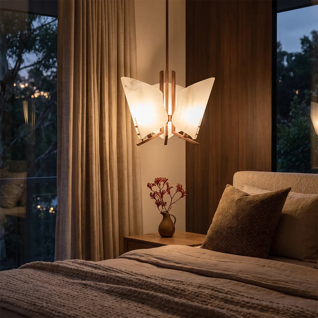 Modern Glass Chandelier Origami Petal Ceiling Light