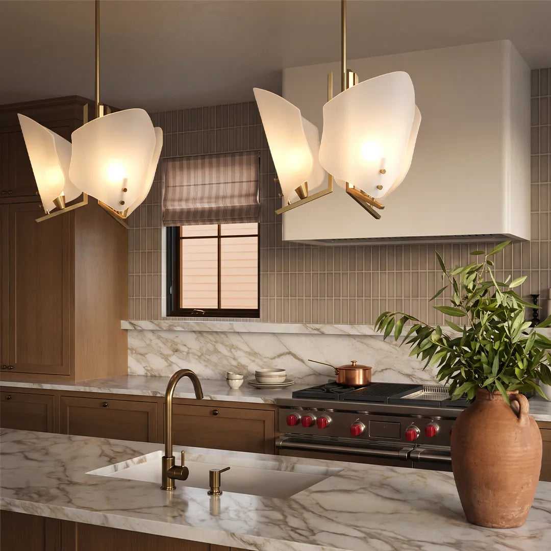 Modern Glass Chandelier Origami Petal Ceiling Light