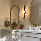 Modern Globe Wall Sconce Curved Wood and Glass Light