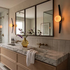 Modern Globe Wall Sconce Curved Wood and Glass Light