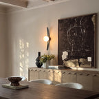 Modern Globe Wall Sconce Curved Wood and Glass Light