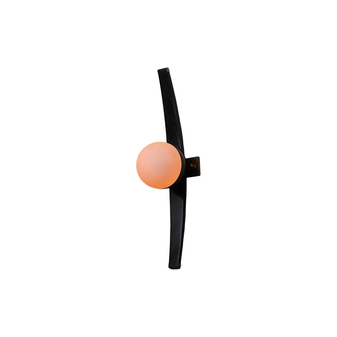 Modern Globe Wall Sconce Curved Wood and Glass Light