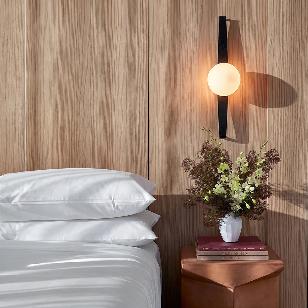 Modern Globe Wall Sconce Curved Wood and Glass Light