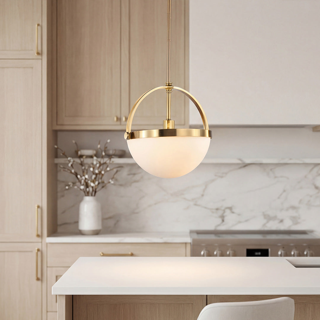 Gold and White Pendant Light with a Minimalist Stylish Ceiling Light