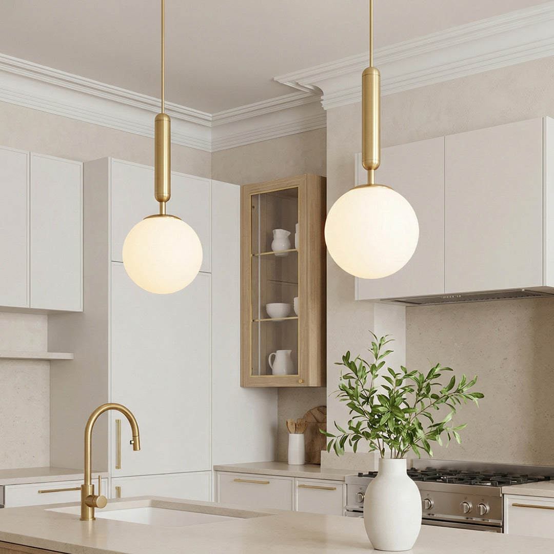 Nordic Glass Ball Shaped Black Gold LED Nordic Pendant Lighting
