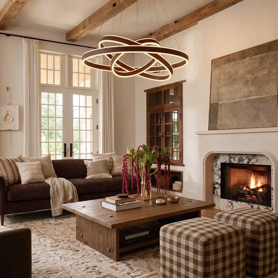 Modern Halo Chandelier Three-Ring Coffee Ceiling Light