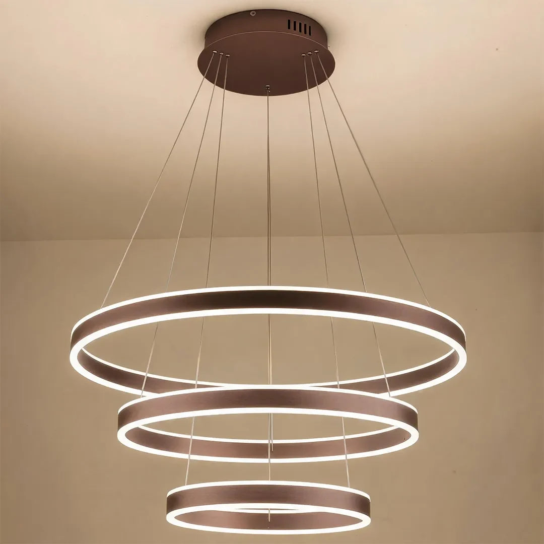Modern Halo Chandelier Three-Ring Coffee Ceiling Light