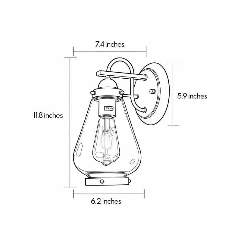 Vintage Sconce Wall Light Clear Glass Outdoor Lantern Light