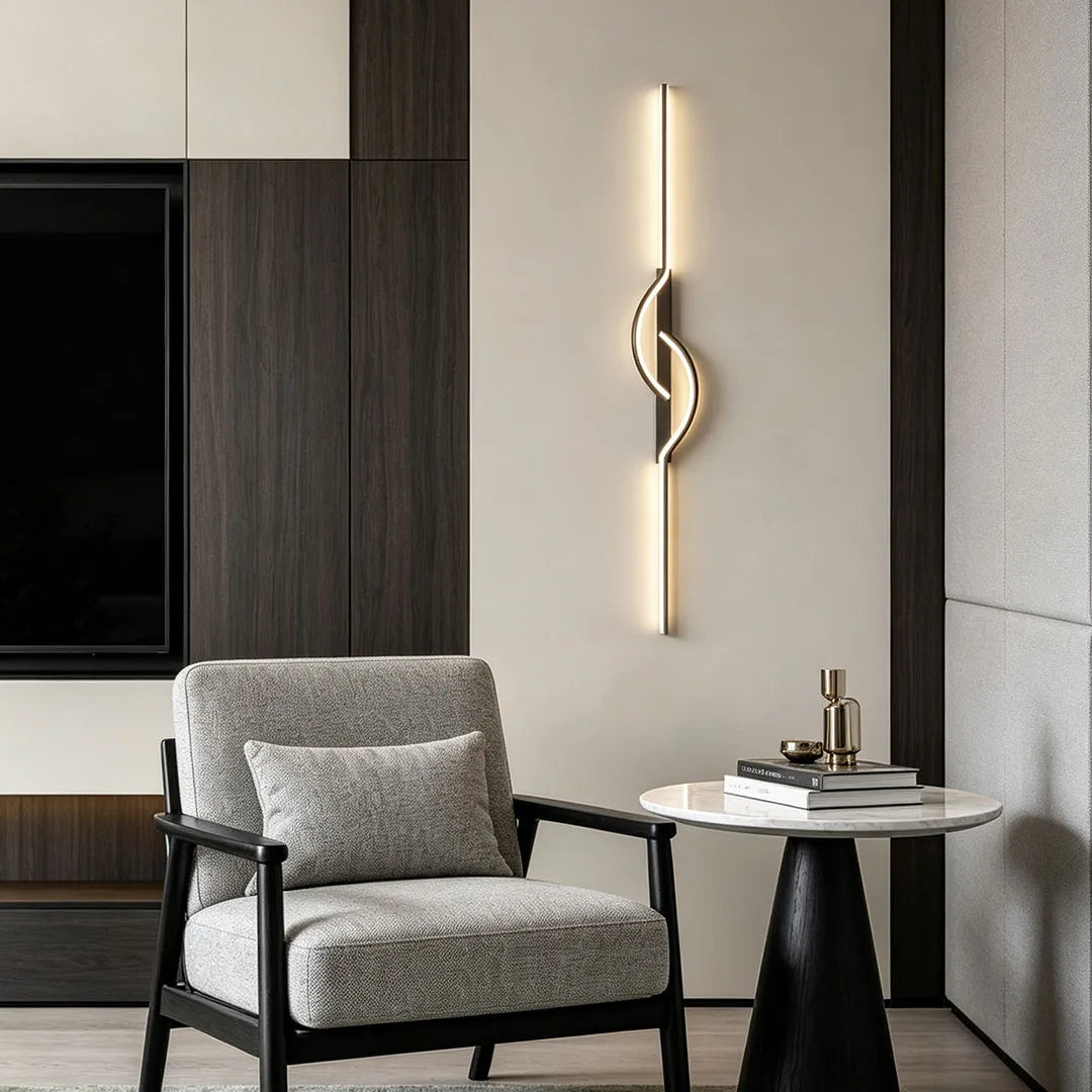 Modern Linear Wall Sconce Creative Black Aluminum Lamp