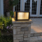 Modern Pillar Lights Layered Ribbed Glass Outdoor Light