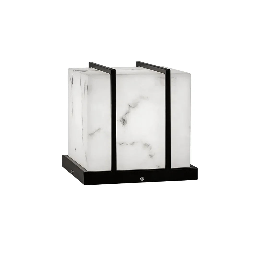 Square Outdoor Pillar Lights Modern Waterproof Faux Marble Light