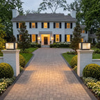 Modern Pillar Lights Layered Ribbed Glass Outdoor Light