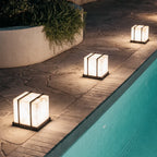 Square Outdoor Pillar Lights Modern Waterproof Faux Marble Light