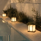 Square Outdoor Pillar Lights Modern Waterproof Faux Marble Light