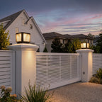 Modern Pillar Lights Layered Ribbed Glass Outdoor Light