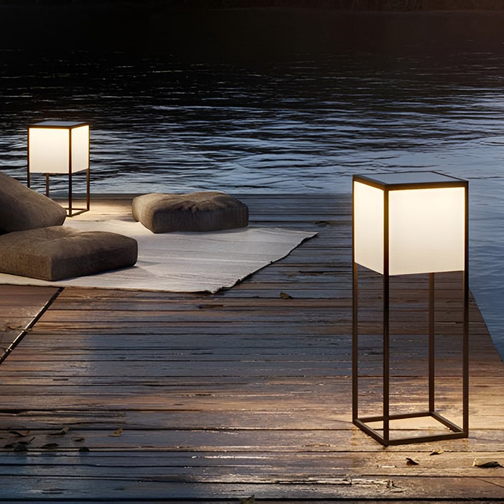 Square Solar Post Light with Acrylic Lampshade and Robust Stainless Steel Frame
