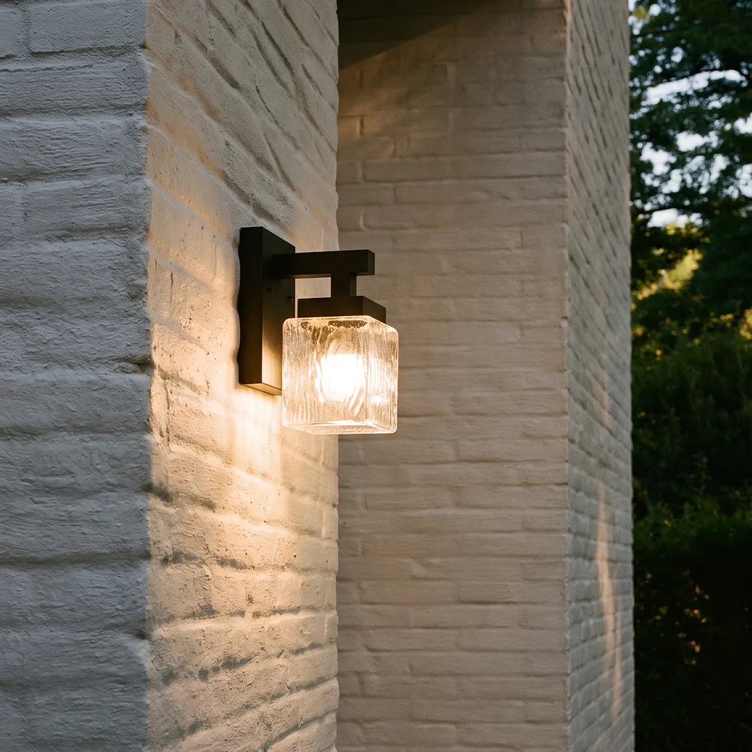 Square Glass Wall Sconce Modern Outdoor Waterproof Light