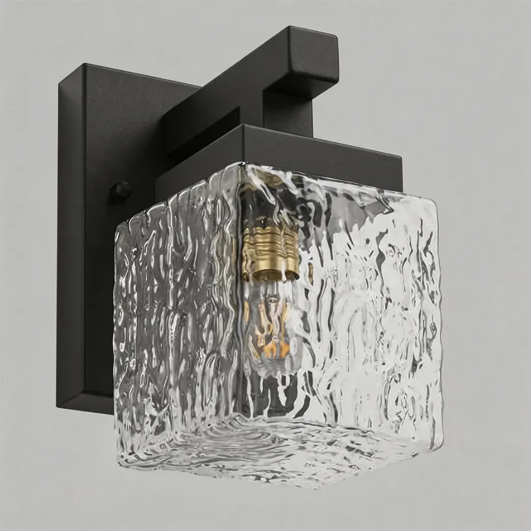 Square Glass Wall Sconce Modern Outdoor Waterproof Light