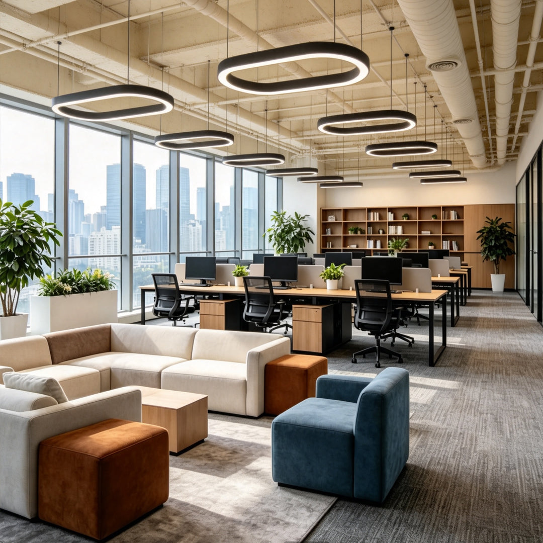 Oval Chandelier Modern Metal LED Office Ceiling Light