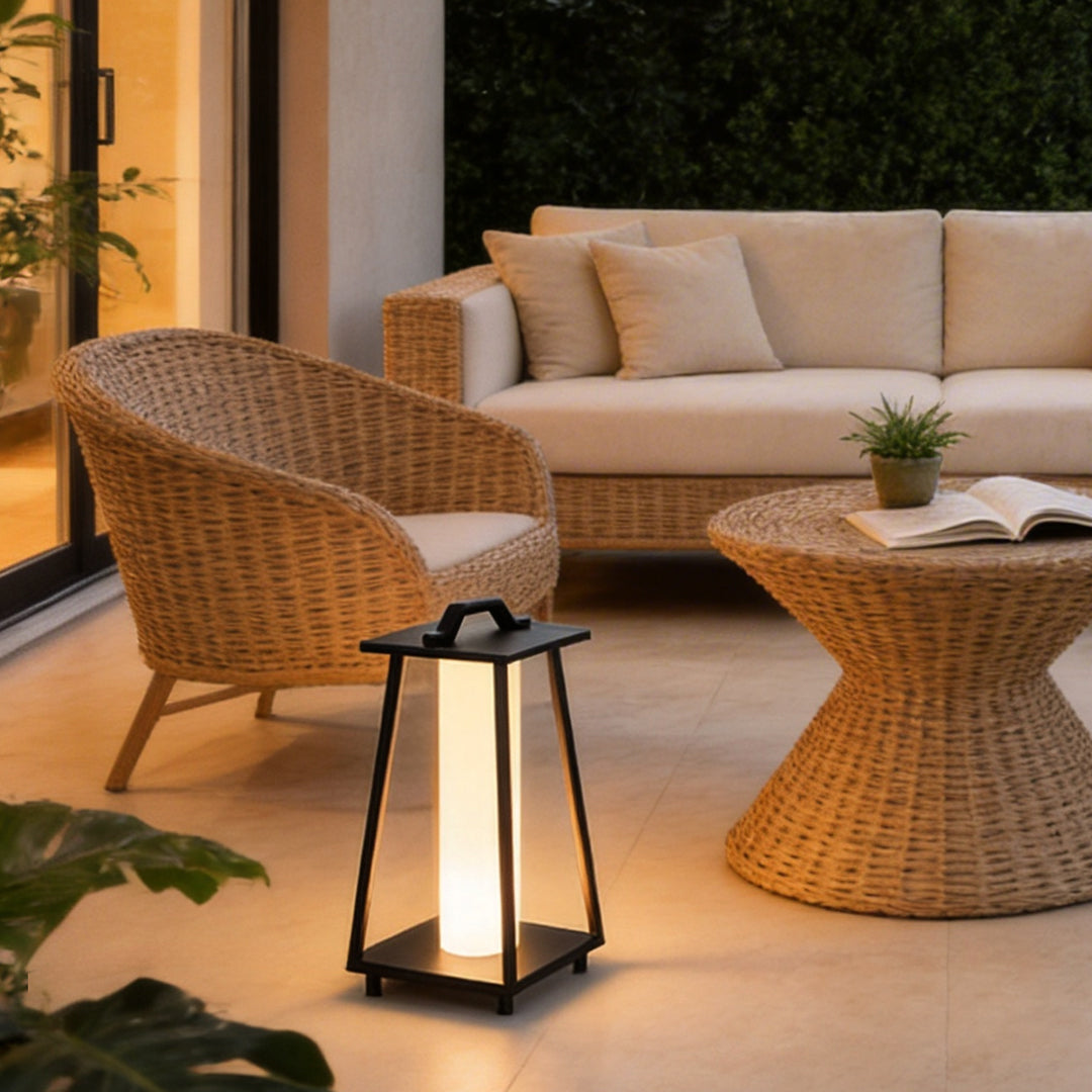Modern Portable Outdoor Lantern Waterproof LED Black Modern Light