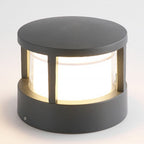 Modern Round Outdoor Post Light Double-Layered Lampshade Light