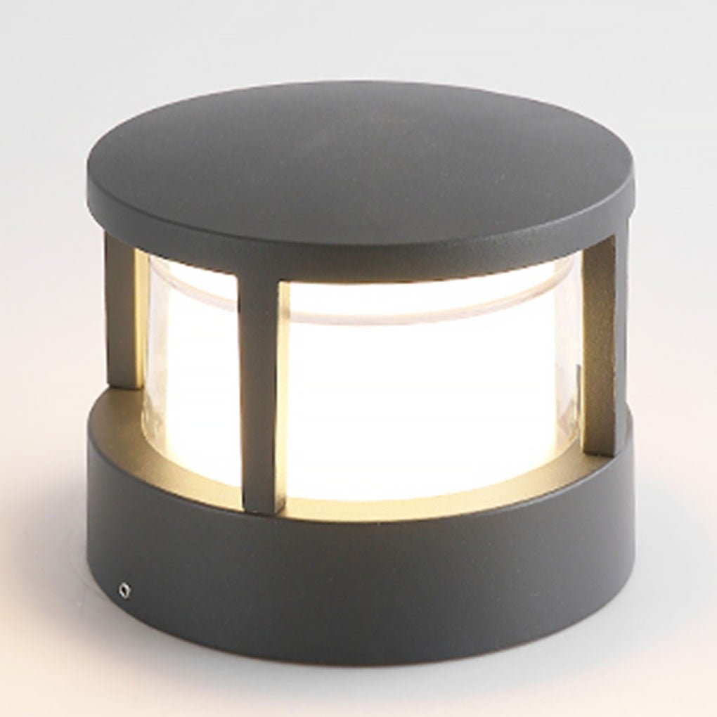 [Open-Box]Modern Round Outdoor Post Light Double-Layered Lampshade Light