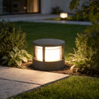 [Open-Box]Modern Round Outdoor Post Light Double-Layered Lampshade Light