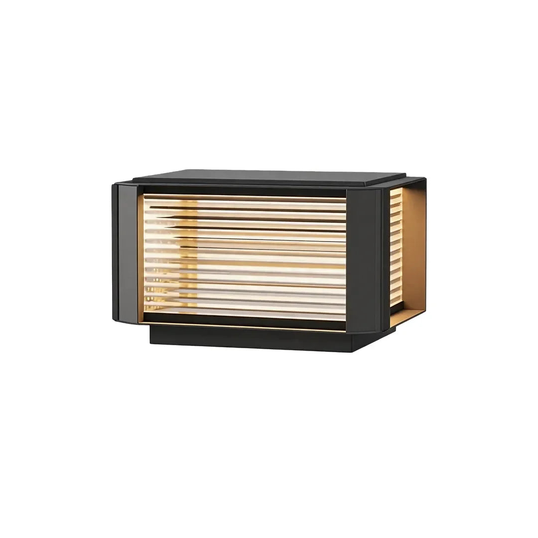 Modern Pillar Lights Layered Ribbed Glass Outdoor Light