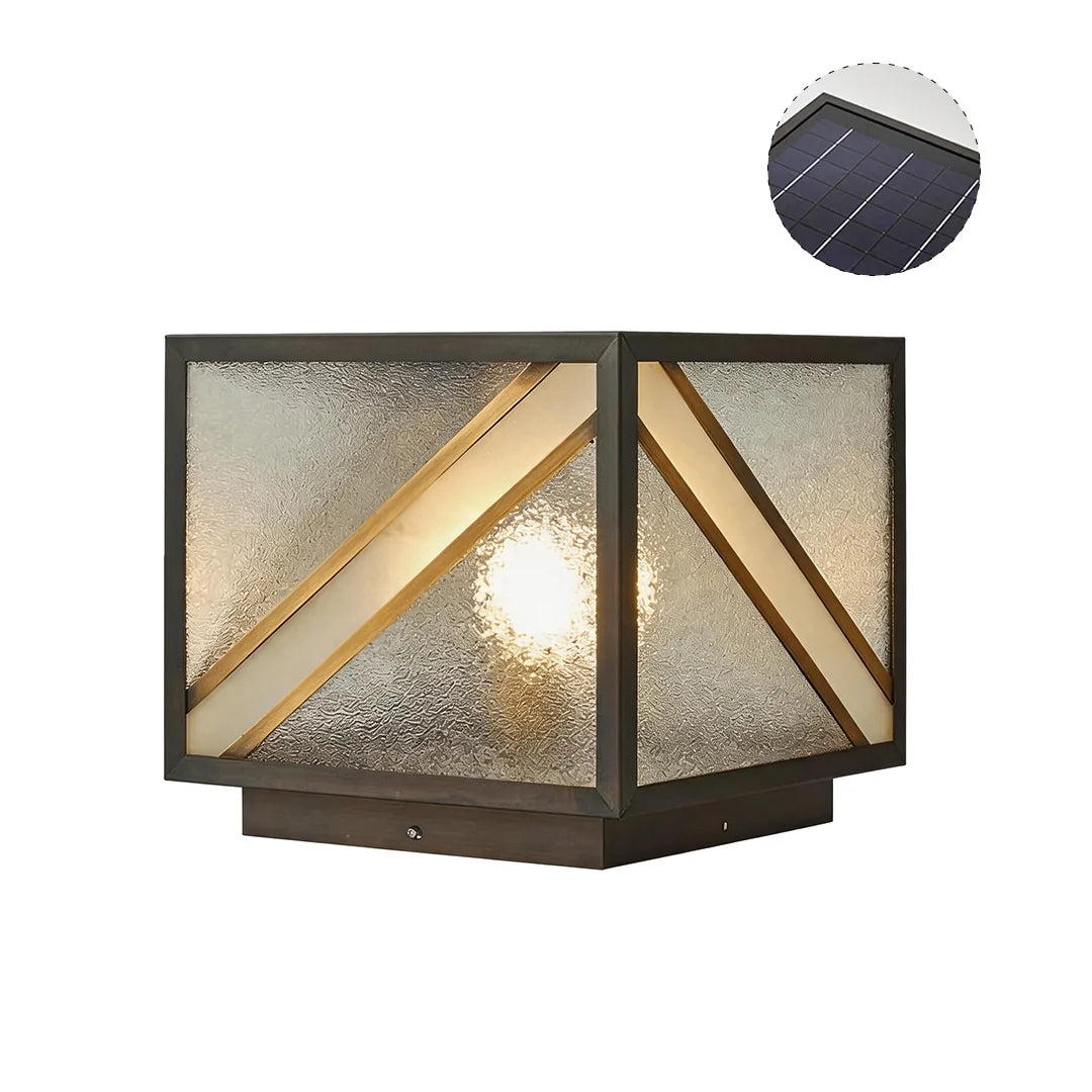 Black Outdoor Pillar Lights Modern Square Copper Waterproof Light