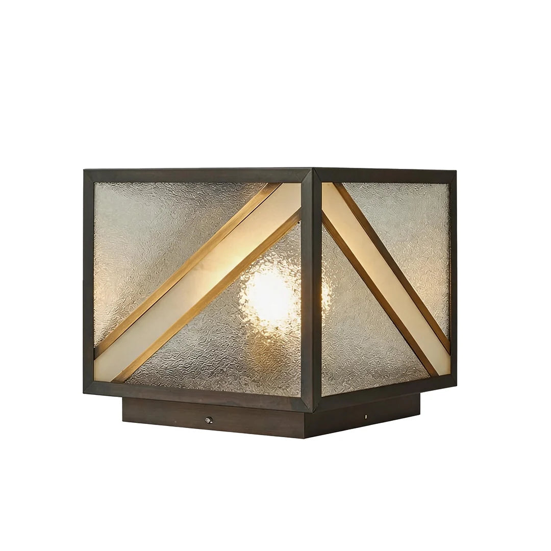 Black Outdoor Pillar Lights Modern Square Copper Waterproof Light